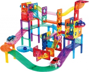 Set PicassoTiles Traseu magnetic pentru bile (marble run) - 108 piese