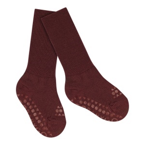 Șosete antiderapante din lână merinos GoBabyGo - Wine Red