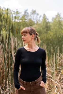 Bluză de corp femei lână merinos extrafină Paterns - Black