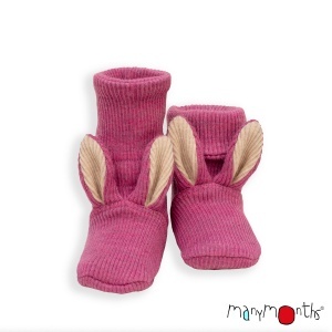 Botoșei lână merinos ManyMonths - Bunny Nebula Pink