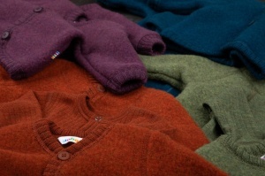 Cardigan lână merinos fleece, Joha - Plum