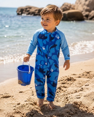 Costum de baie cu protectie UV 50+ Reima, Polskii Sparkly Blue