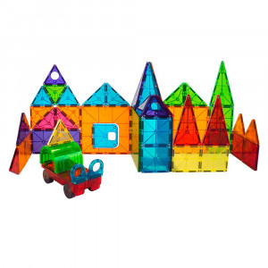 Magna-Tiles Clear Colors set magnetic (48 piese cu masinuta)