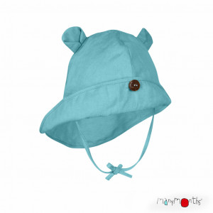 Pălărie ajustabilă ManyMonths Teddy Bear cânepă și bumbac - Angel Turquoise