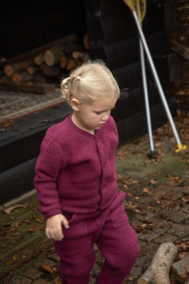 Pantaloni lână merinos fleece Joha - Wine Melange