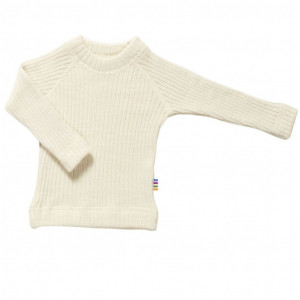 Pulover din lână merinos Joha - Rib Basic White