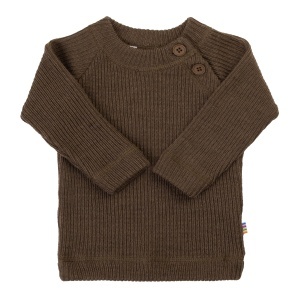 Pulover din lână merinos Joha - Rib Brown