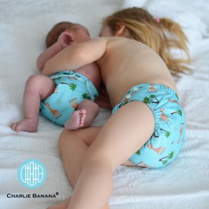 Set 3 Scutece Textile Charlie Banana - inserturi noi cu fleece , Sophie La Girafe Blue - Img 7