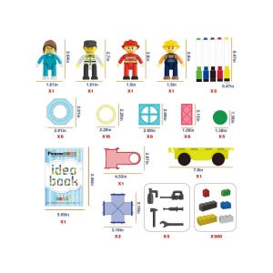 Set PicassoTiles 700 piese: magnetice, cărămiduțe, figurine, trasee de bile, whiteboard cu markere și cutie de depozitare