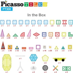Set PicassoTiles Master Builder 300 piese de construcție (magnetice și accesorii) 3-în-1