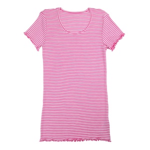 Tricou femei lână merinos si mătase Joha - Pink Stripe, XS