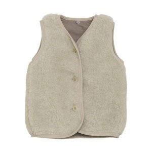 Vestă din lână merinos teddy Huttelihut - Cement