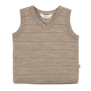 Vestă lână merinos Joha - Beige Melange