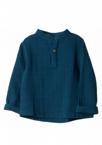 Bluza din muselină Organic By Feldman - Petrol Blue