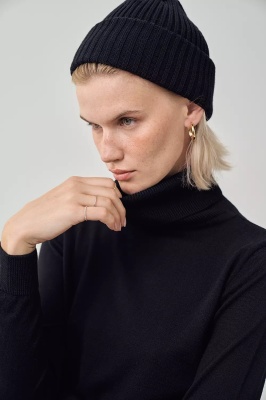 Căciulă 100% lână merinos Paterns, Black - Img 3