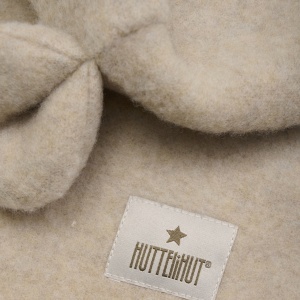 Cagulă dublată lână merinos fleece Huttelihut - Camel Melange - detaliu