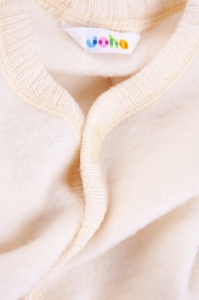 Cardigan lână merinos fleece, Joha - Basic White