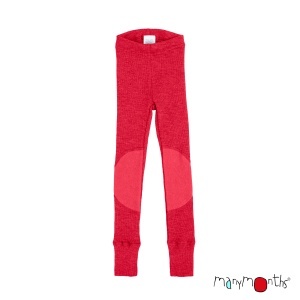 Colanți lână merinos Manymonths cu protecții genunchi - Patches Aurora Red