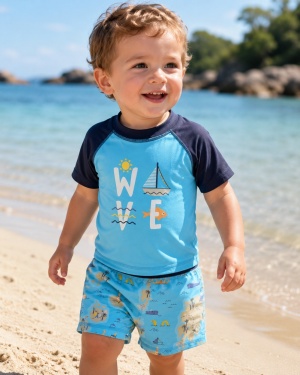 Costum de baie, protecție UV 50+ - River Blue, Color Kids