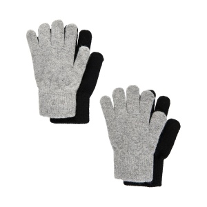 Mănuși lână merinos Celavi (set 2 perechi), Grey/Black