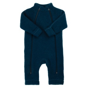 Overall lână merinos fleece Joha, cu manusi si botosei - Dark Turquoise