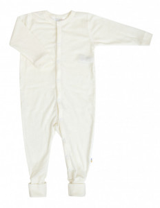 Overall/Pijama lână merinos cu/fara sosete Joha - Basic White