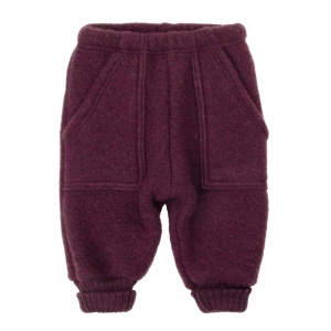 Pantaloni lână merinos fleece Joha - Plum
