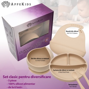 Set Diversificare, AppeKids, 100% Silicon, Classic - Bubble Beige - Img 4