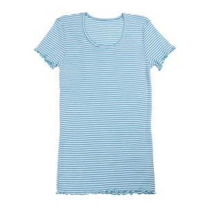 Tricou femei lână merinos si mătase Joha - Blue Stripe, marimea S