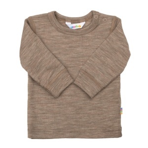 Bluză lână merinos și mătase Joha - Beige Melange