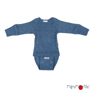 Body/Bluza (2 in 1) ManyMonths lână merinos - Moondust Blue
