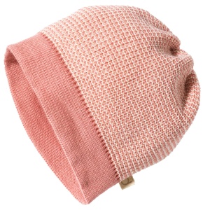 Caciulă lână merinos Disana - Soft pink/Natural