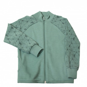 Cardigan cu fermoar din lână merinos Joha - Graphic Green