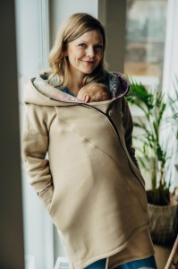 Hanorac/Hoodie asimetric Lennylamb - Beige/Wild Wine