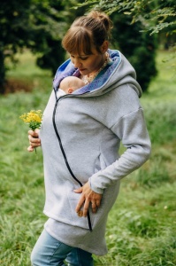 Hanorac/Hoodie asimetric Lennylamb - Grey/Peacock's Tail Fantasy