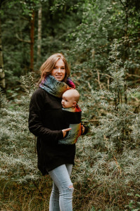 Hanorac pentru babywearing Lennylamb -Black/Symphony Rainbow Dark