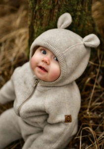 Overall lână merinos fleece Mikk-line - Teddy Melange OffWhite