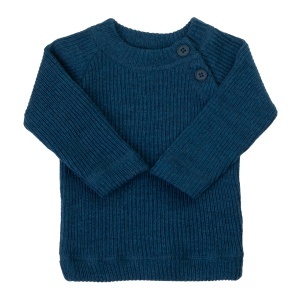 Pulover din lână merinos Joha - Rib Dark Blue