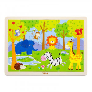 Puzzle din lemn 24 buc. Zoo, Viga Toys