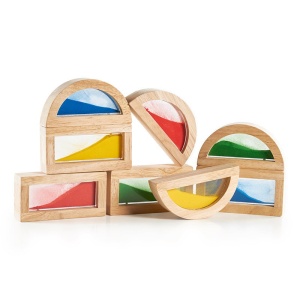 Rainbow Blocks cu nisip colorat, Guidecraft - Img 3