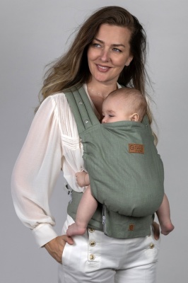 RESIGILAT: Isara Elite, Sage Green Linen, Marsupiu Ergonomic (100% In)