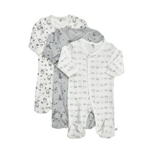 Salopeta bumbac cu botosei integrati, Pippi - Offwhite ( 1 buc.)