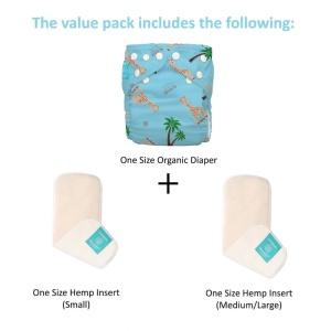 Scutec textil refolosibil Charlie Banana cu inserturi din cânepă, Sophie La Girafe Blue - Img 9