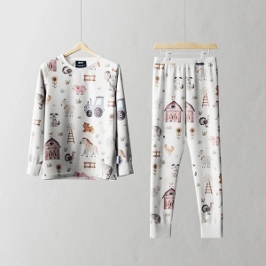 Set pijama din bambus Zipster - Farmyard