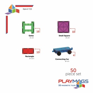 Set Playmags - 50 De Accesorii Pentru Construcții Magnetice + 5 Ferestre