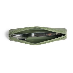 Set tacâmuri din inox cu husă din silicon cu fermoar, Citron - Green - Img 8