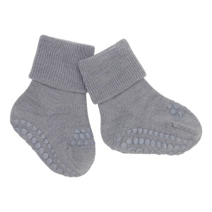 Șosete antiderapante din lână merinos GoBabyGo - Grey Melange