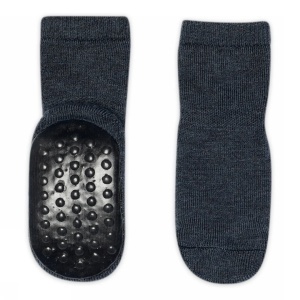 Șosete antiderapante plușate din lână merinos Go Baby Go - Dark Denim