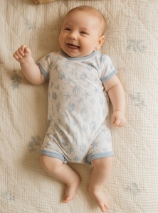 Summersuit lână de vară Joha - Aqua Flora Blue