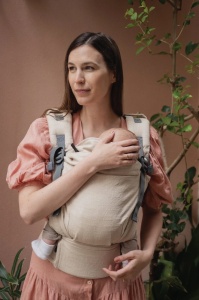 Boba X, Linen Beige Pampas- Marsupiu Ergonomic (in + bumbac)